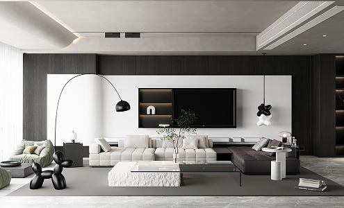 Dark Living Room Modern Living Room 3d model