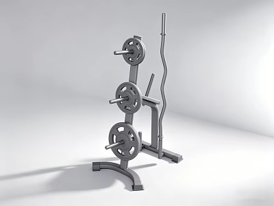 Durable Barbell Storage Rack With Weight Plates And Bar For Fitness Training 3d model
