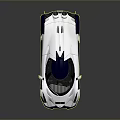 Modern White and Blue Supercar with Sleek Exterior and Sporty Design