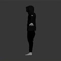 Black Winter Hooded Puffer Jacket And Pants On Mannequin 3d model