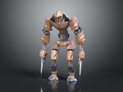 Mechanical Creature With Metallic Armor And Clawed Hands Standing Pose 3d model