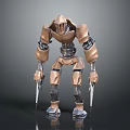 Mechanical Creature With Metallic Armor And Clawed Hands Standing Pose