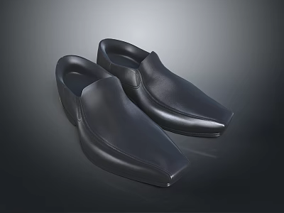 Black Leather Slippers With Comfortable Soft Sole For Modern Indoor Daily Wear 3d model