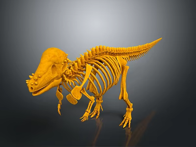 Yellow Dinosaur Skeleton With Detailed Bone Structure And 3D Rendering 3d model