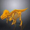 Yellow Dinosaur Skeleton With Detailed Bone Structure And 3D Rendering 3d model