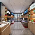 Bright Supermarket Interior With Organized Shelves And Refrigerated Food