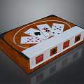 Stylish Entertainment Table with Playing Cards Design and Brown White Surface 3d model