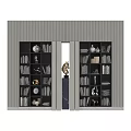 Elegant Modern Storage Cabinet With Books Decorative Items And Built In Lighting