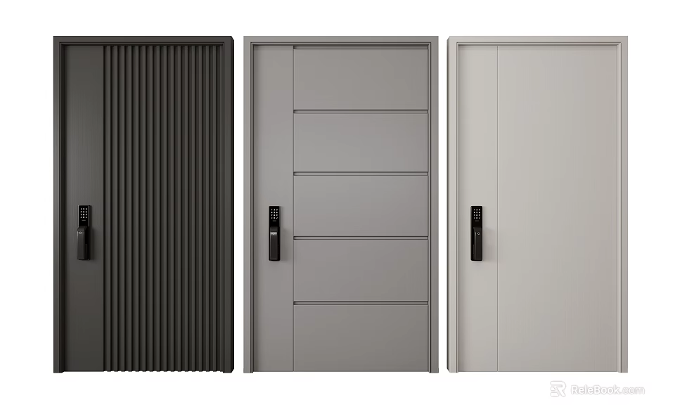 Modern Security Doors With Three Different Panel Designs For Home Safety And Style 3d model 