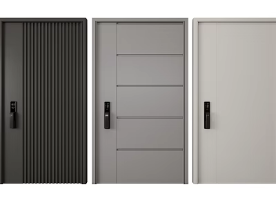 Modern Security Doors With Three Different Panel Designs For Home Safety And Style 3d model