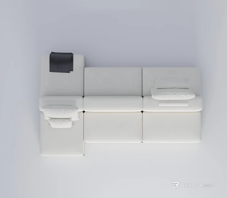 Modern White Sectional Sofa With Soft Fabric Cushions And Modular Design Structure 3d model