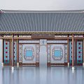 Chinese style gate pavilion ancient building 3d model