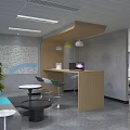 Modern Lounge Area with LOCONO Sign Bar Counter Bar Stools Round Table and Potted Plant