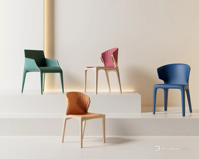 Modern Leisure Chairs in Green Pink Blue Brown with Sleek Design for Contemporary Living Spaces 3d model 