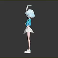 Cute 3D Anime Game Character with Light Blue Hair Halo and Rabbit Ear Sailor Uniform