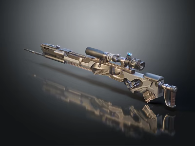 Advanced Sniper Rifle With Precision Scope Metallic Finish And Reflective Surface 3d model