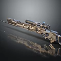 Advanced Sniper Rifle With Precision Scope Metallic Finish And Reflective Surface