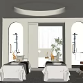 Luxury SPA Sauna Interior With Massage Tables Warm Lighting And Natural Plants