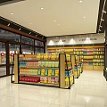 Modern Supermarket Interior With Grocery Food And Household Items On Organized Shelves