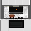 Modern Kitchen Interior Featuring Upper Cabinets Range Hood Stove And Oven 3d model
