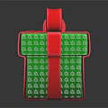 Decorative Green Gift Box With Red Bow Red Ribbon And White Patterns
