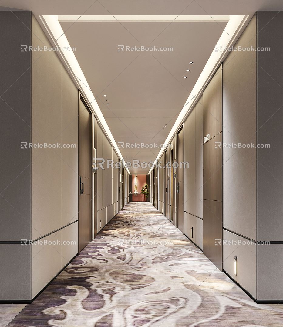 New Chinese Hotel Aisle Hotel Corridor 3d model