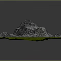 3D Terrain Model With Rocky Mountain Green Grass And White Surface Details