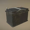 Lead Acid Battery With Red Silver Terminals And Recycling Warning Labels