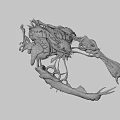 Fantasy Biomechanical Creature With Green Purple Pink Glowing Accents And Complex Limbs