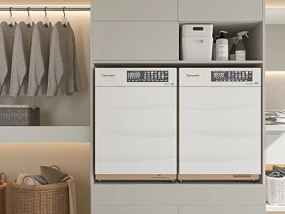 Bathroom Cabinet Rack With Touchfish White Appliances Control Panel And Hanging Towels 3d model