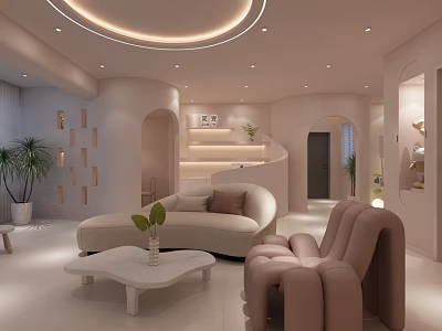 Modern Beauty Hair Salon Interior With Stylish Chairs Mirrors And Relaxing Ambience 3d model