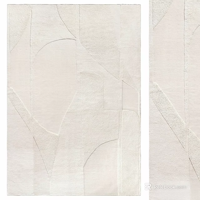 Square Area Rug With Modern Geometric Patterns And Neutral Beige Textured Design 3d model 