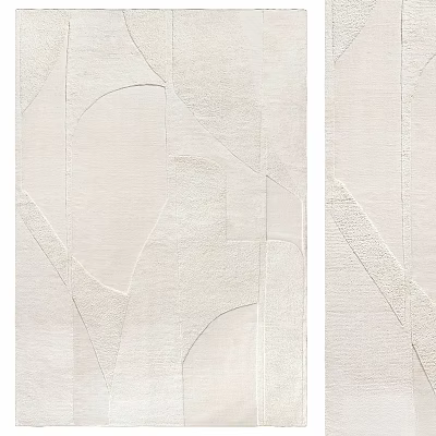 Square Area Rug With Modern Geometric Patterns And Neutral Beige Textured Design 3d model
