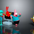 SpongeBob SquarePants Patrick Star Squidward And Mr Krabs 3D Interactive Group Scene