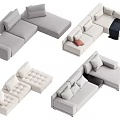 Modern Modular Sectional Sofa With Light Upholstery And Multiple Configurations 3d model