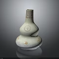 White Gourd Shaped Vase With Red Patterns And Smooth Surface