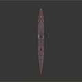 Detailed Vintage Warship Model With Red Bottom Blue Upper Hull And Turrets