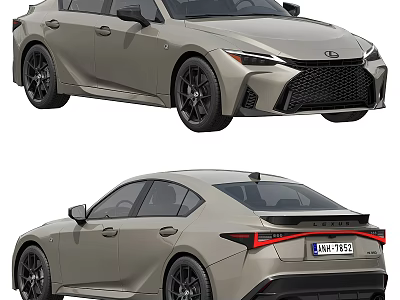 Sporty Light Beige Sedan With Black Wheels Front Grille And Rear Taillights Design 3d model