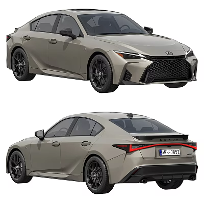 Sporty Light Beige Sedan With Black Wheels Front Grille And Rear Taillights Design 3d model