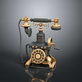 Vintage Rotary Telephone With Gold Accents And Classic Design Details