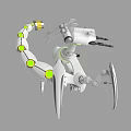 Smart Machine With White Articulated Mechanical Arm Green Circular Indicators And Sensor Appendages
