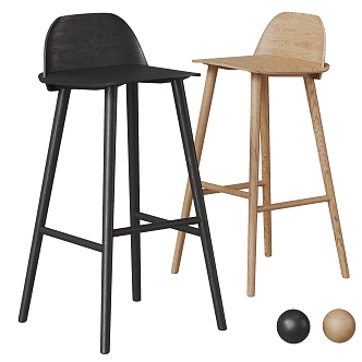 HAY Solid Wood Bar Chair Combination Bar Stool 3d model