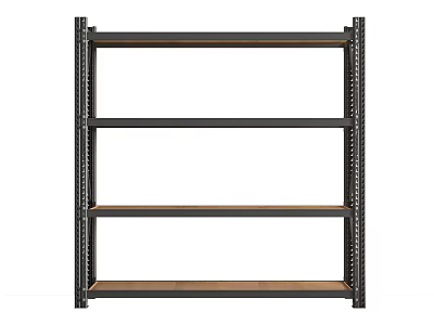 Sturdy Display Shelf With Metal Frame And Wooden Tiers For Storage 3d model