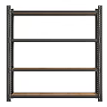 Sturdy Display Shelf With Metal Frame And Wooden Tiers For Storage