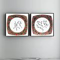 Abstract Paintings Square Black Framed With Circular Patterns And Abstract Line Figures 3d model