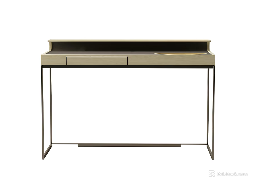 Modern Minimalist Desk With Wooden Top And Metal Legs For Home Office Space 3d model 