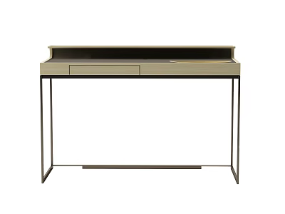 Modern Minimalist Desk With Wooden Top And Metal Legs For Home Office Space 3d model