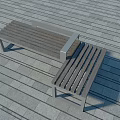 Modern Outdoor Chairs With Wooden Seats And Metal Frames On Stone Floor