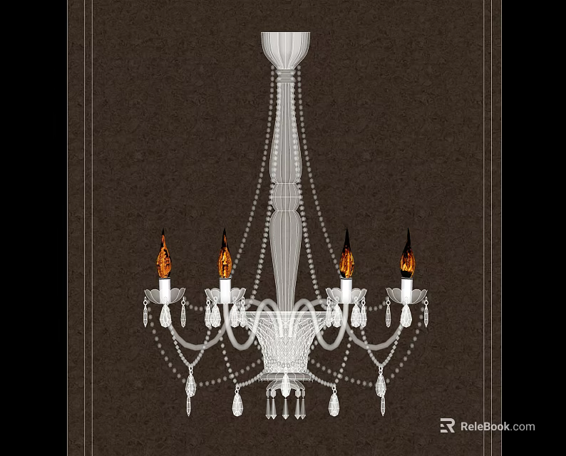 Elegant Crystal Chandelier With Candle Style Lights And Hanging Crystals 3d model 