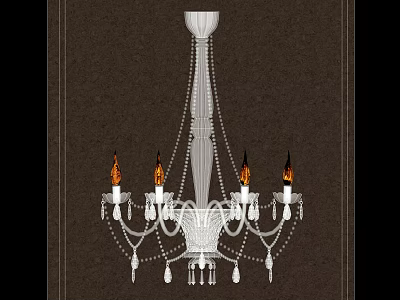 Elegant Crystal Chandelier With Candle Style Lights And Hanging Crystals 3d model